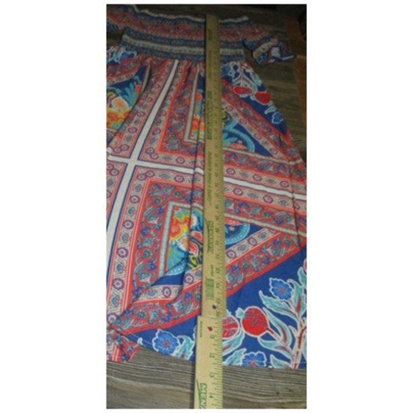 Flying Tomato Long Dress Size Small Floral Short Sleeves Multicolored Boho - Picture 10 of 11